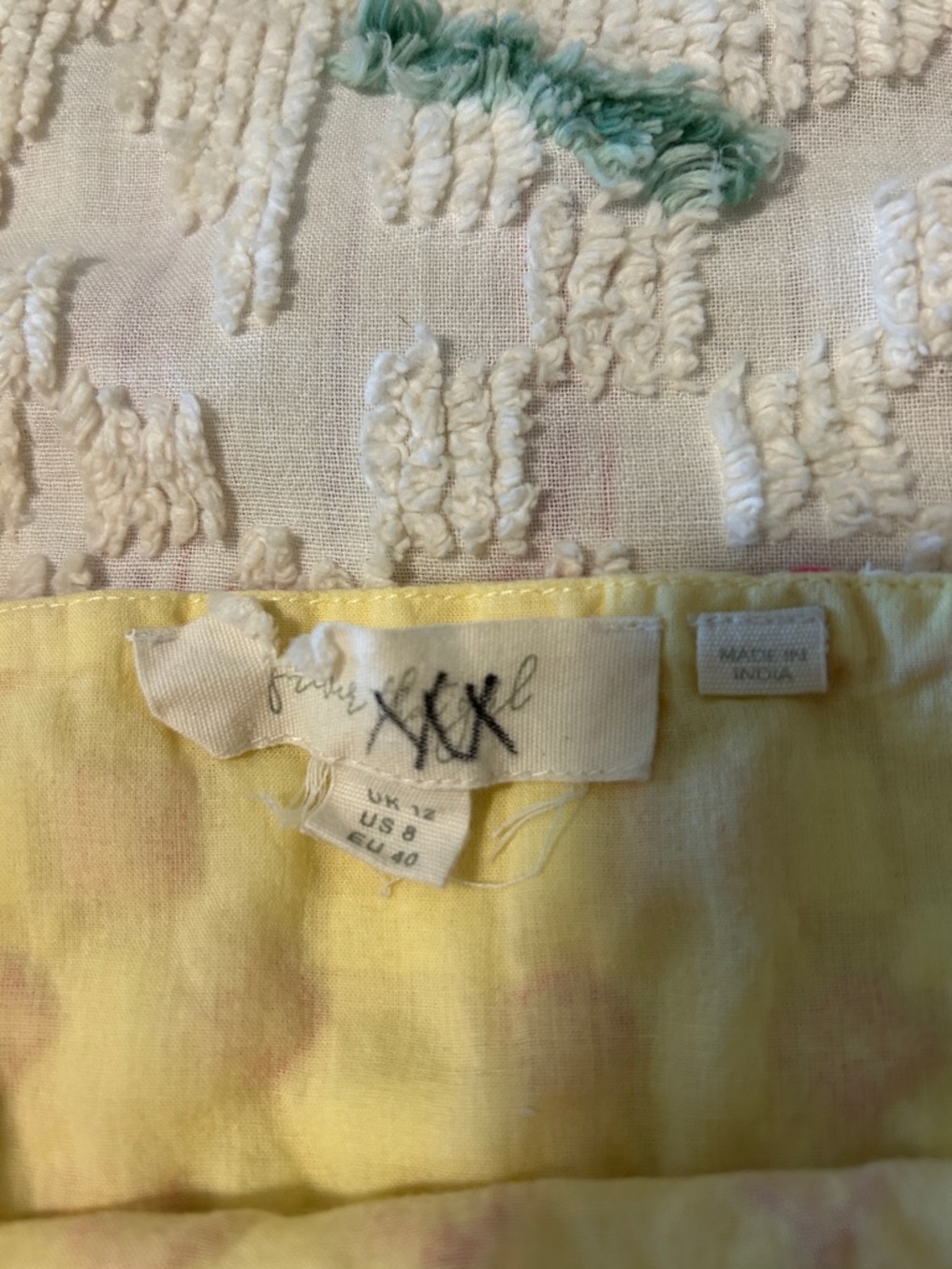 Free People Yellow and Cream Textured Peplum Top - Picture 5 of 8